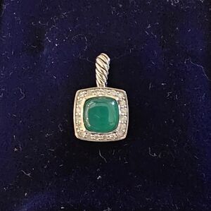 David Yurman Petite Albion Pendant With Diamonds And Green Onyx